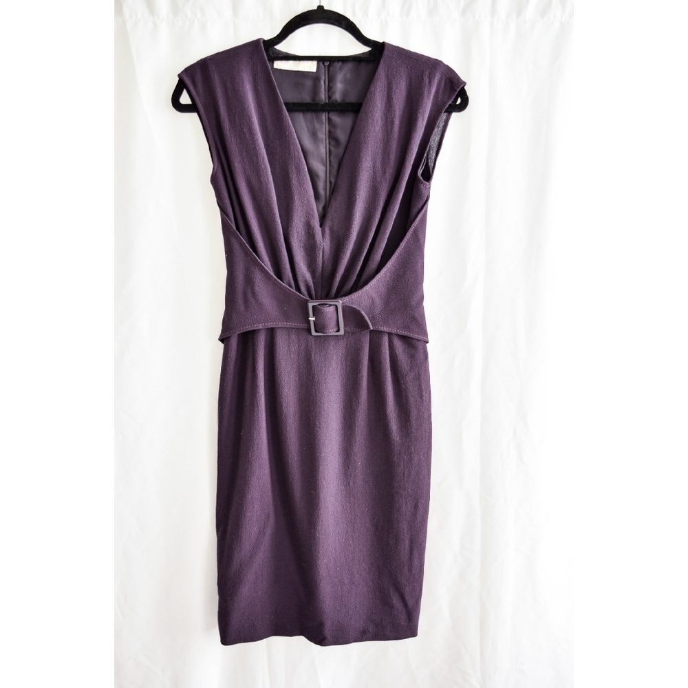 Valentino eggplant wool crepe shift dress
